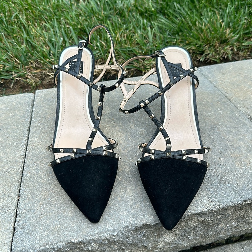 Black with silver rhinestone 3” high heels